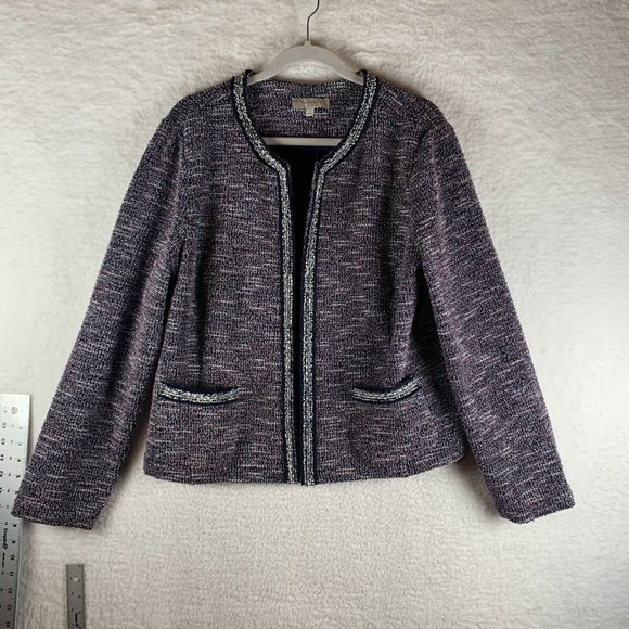 Talbots Blazer Women's Large Multicolor Cotton Stretch Cardigan 8128 - Picture 1 of 7